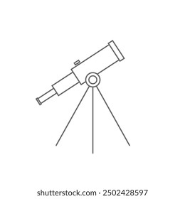 El icono del telescopio. Un telescopio en un trípode. Un ícono para Sitios web y aplicaciones. Estilo plano