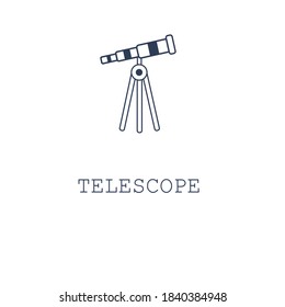 Icono del telescopio sobre fondo blanco. Ilustración vectorial en diseño plano. Diseño para página web, aplicación, logotipo.