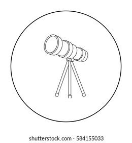 Telescope icon in outline style isolated on white background. Space symbol stock vector illustration.