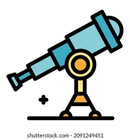 Telescope icon. Outline telescope vector icon color flat isolated