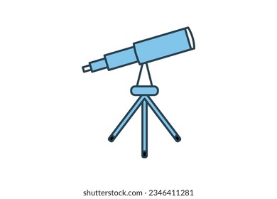 Telescope Icon. Icon related to space exploration. flat line icon style. Simple vector design editable