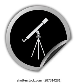 telescope icon - round vector sticker