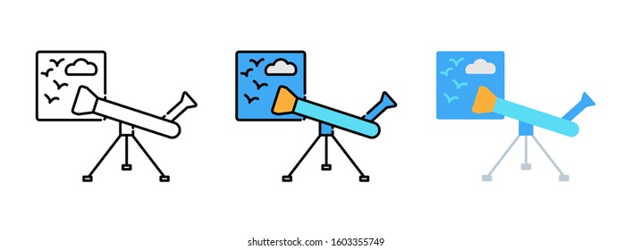 Telescope icon set isolated on white background for web design