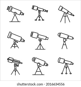 telescope icon set. telescope icon pack symbol vector elements for infographic web