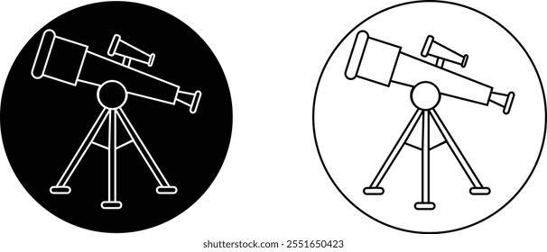 Telescope icon set. Thin light regular bold black telescope flat and line vector collection isolated transparent background from education and science. Editable symbol can be used web and mobile