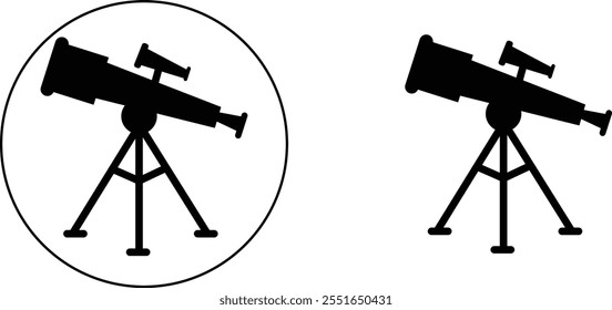 Telescope icon set. Thin light regular bold black telescope flat and line vector collection isolated transparent background from education and science. Editable symbol can be used web and mobile