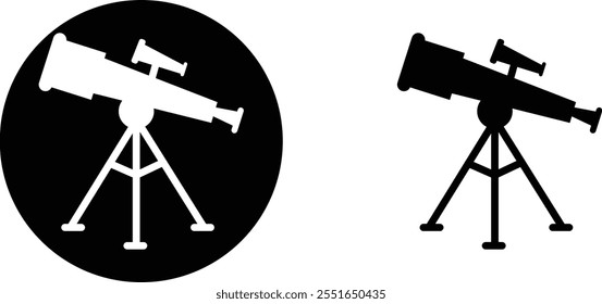 Telescope icon set. Thin light regular bold black telescope flat and line vector collection isolated transparent background from education and science. Editable symbol can be used web and mobile