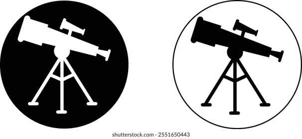 Telescope icon set. Thin light regular bold black telescope flat and line vector collection isolated transparent background from education and science. Editable symbol can be used web and mobile