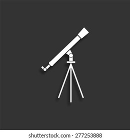 Telescope icon with shadow - vector illustration
