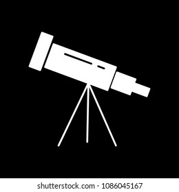 Telescope icon. Silhouette Telescope vector icon for web design isolated on black background