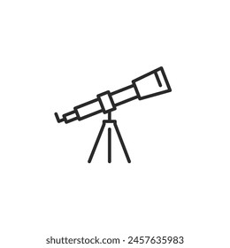 Telescope icon. Simple telescope icon for astronomy-related apps, websites, and educational materials. Design elements for web page, mobile app, promotional materials. Vector illustration