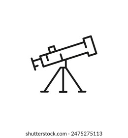 Telescope icon. Simple telescope icon for astronomy-related apps, websites, and educational materials. Design elements for web page, mobile app, promotional materials. Vector illustration