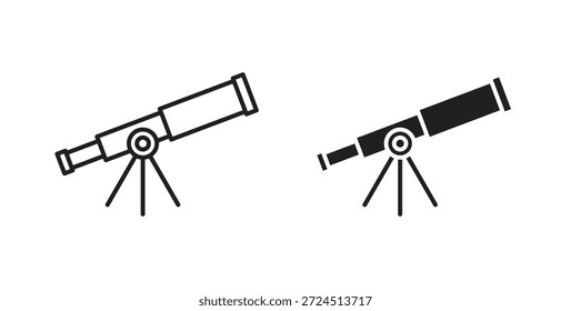 Icono de telescopio en elemento de logotipo abstracto de Diseño gráfico moderno de tendencia plana simple