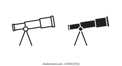 Icono de telescopio en elemento de logotipo abstracto de Diseño gráfico moderno de tendencia plana simple