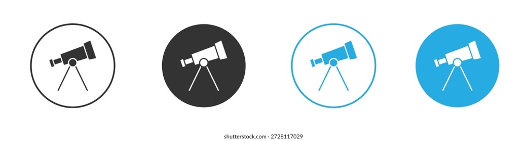 Icono del telescopio. diseño negro del doodle gráfico de la ilustración simple
