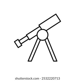 Icono de telescopio. icono de línea delgada simple.