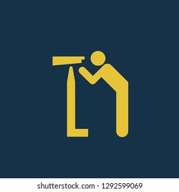 telescope icon, telescope symbol. Flat vector sign isolated on blue background. Simple vector illustration for graphic and web design.