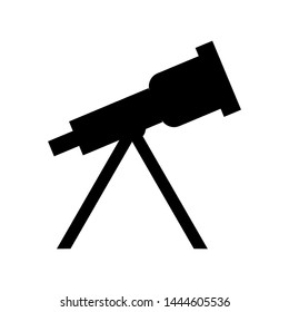 Telescope icon , template logo flat vector emblem isolated illustration , outline solid background white