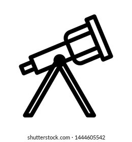 Telescope icon , template logo flat vector emblem isolated illustration , outline solid background white