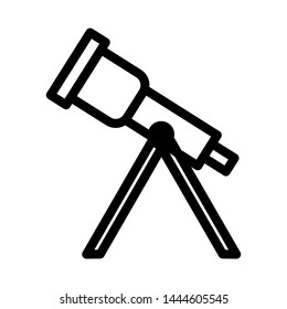 Telescope icon , template logo flat vector emblem isolated illustration , outline solid background white