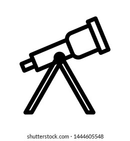 Telescope icon , template logo flat vector emblem isolated illustration , outline solid background white