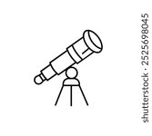 telescope icon. Thin line telescope icon from education and science collection. Outline vector isolated on white background. Editable telescope symbol can be used web and mobile