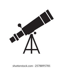 Telescope icon vector black silhouette design