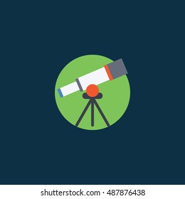 Telescope icon vector, flat illustration,
