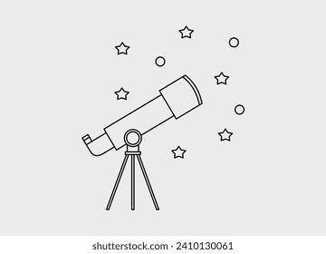 Telescope icon vector illustration logo template for many purpose. Isolated on gray background