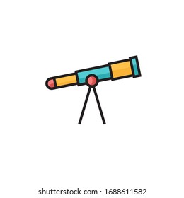 telescope icon vector illustration. telescope icon with primery color. filled outline style