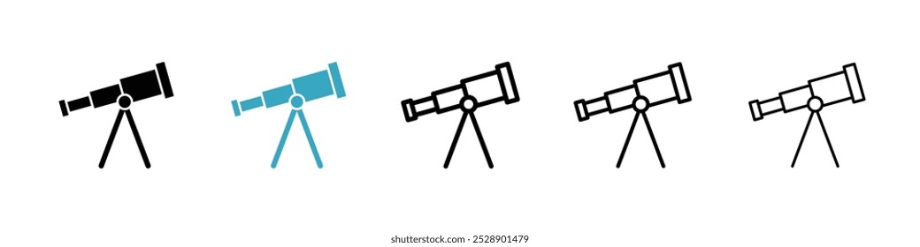 Conjunto de Ilustración vectorial de iconos de telescopio