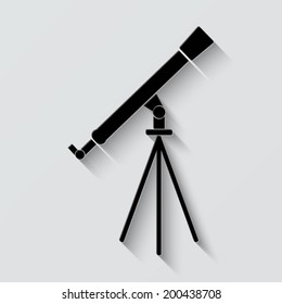 Telescope icon - vector illustration with shadow on light background