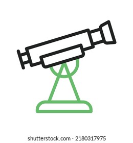 Imagen vectorial de icono del telescopio. También se puede usar en Espacio. Adecuado para aplicaciones móviles, aplicaciones web y medios impresos.