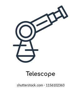 Telescope icon vector isolated on white background, Telescope transparent sign , thin symbols or lined elements in outline style