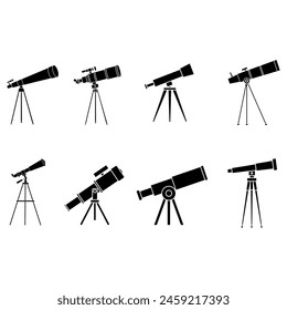 Telescope icon vector set. Astronomy illustration sign collection. Spyglass symbol or logo.