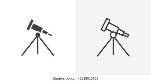 Conjunto de iconos de Vector de telescopio en color blanco y negro.