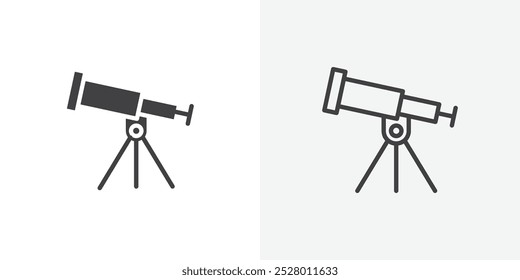 Conjunto de iconos de Vector de telescopio en color blanco y negro.