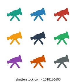 telescope icon white background. Editable filled telescope icon from education. Trendy telescope icon for web and mobile.