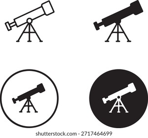 Iconos del telescopio en diversos estilos y formatos aislados en el fondo blanco, Vector, ilustración
