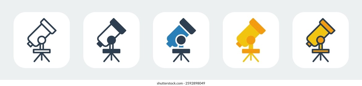  telescope icons with five different styles