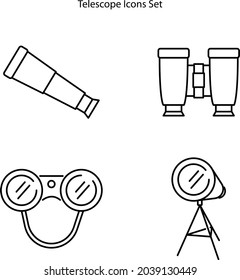 telescope icons set isolated on white background. telescope icon thin line outline linear telescope symbol for logo, web, app, UI. telescope icon simple sign.