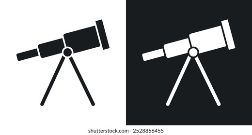 Iconos del telescopio. Vector de estilo sólido