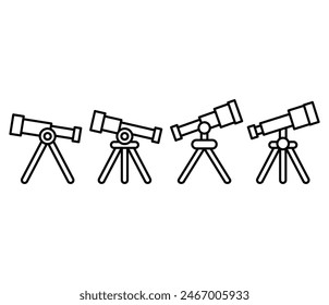 telescope icons symbol vector design simple line black white illustration collections sets isolated