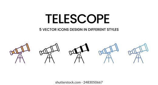 Telescope icons vector set stock illustration.