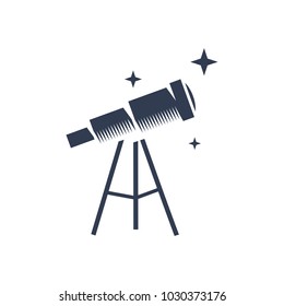 Telescope illustration. Flat design. Logo design. Business logotype. Vector. Simple telescope isolated on background. 