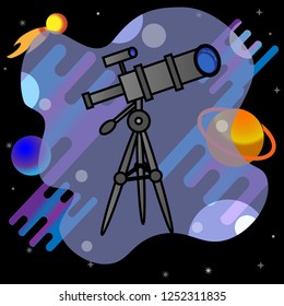 Telescope illustration. Flat design. Logo design. Business logotype. Vector. Simple telescope isolated on background. 
