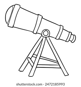 telescope illustration hand drawn outline isolated vector