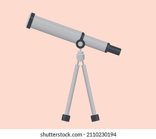Telescope illustration set. scientist, Earth science, technology Vector drawing. Hand drawn style.