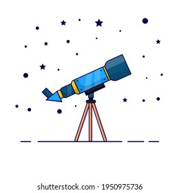 Telescope illustration with stars ornament, Telescope isolated design on white background