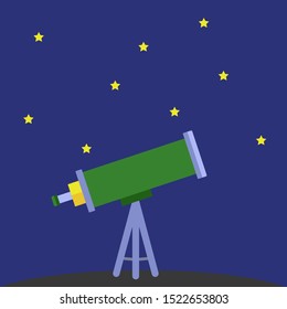Telescope illustration, vector on white background.